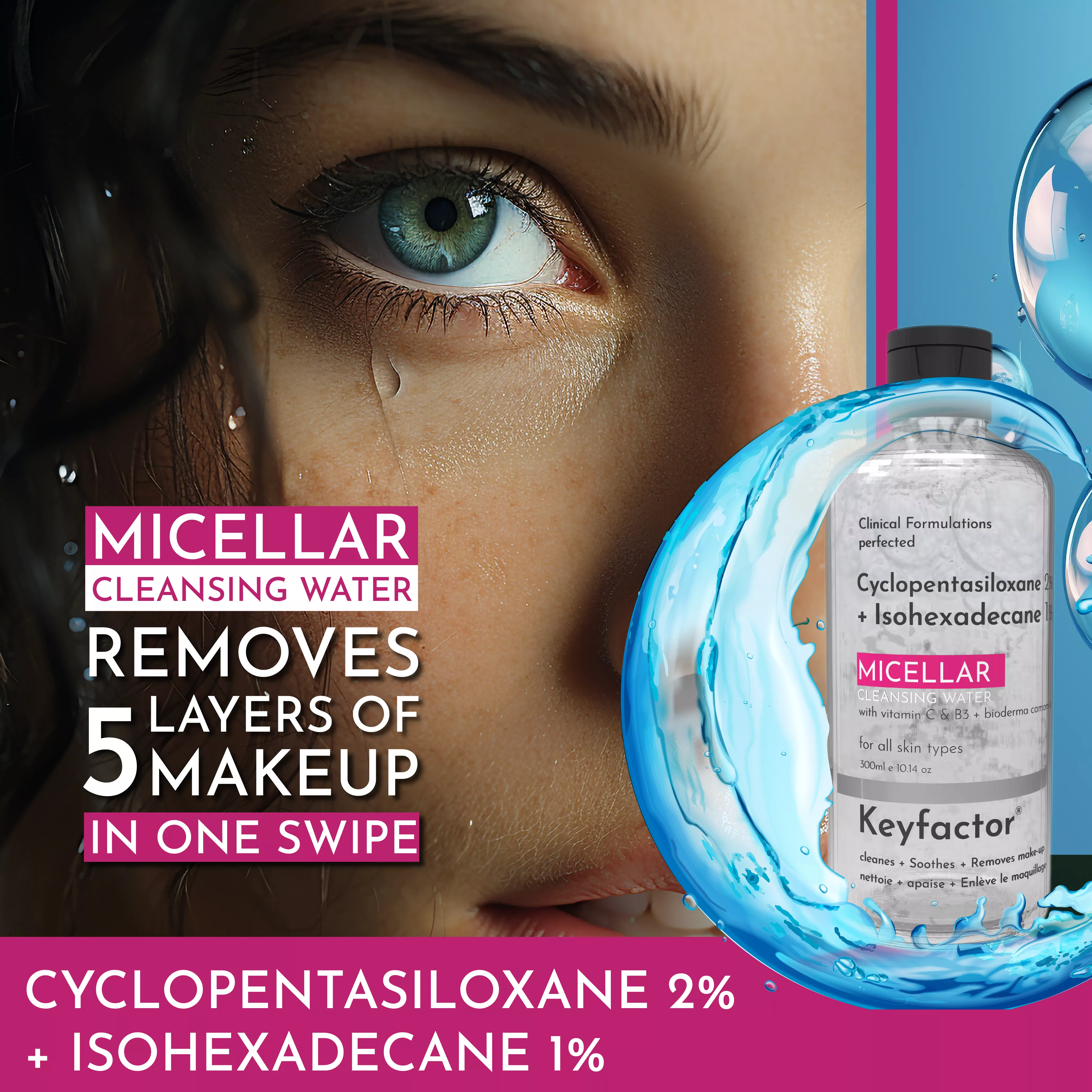 Kf- Micellar Cleansing Water (Cyclopentasilozane + Isohexadecane) -300Ml.